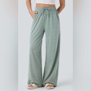 HALARA High Waisted Drawstring Pocket Wide Leg Casual Pants